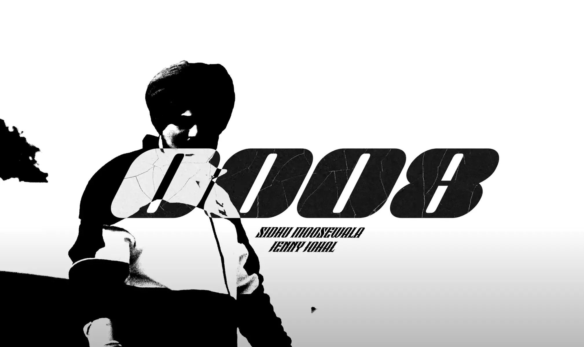 Hindi Lyrics of 0008 by Sidhu Moose Wala ft. Jenny Johal – Official audio poster from Moose Print EP featuring bold artwork and legacy theme